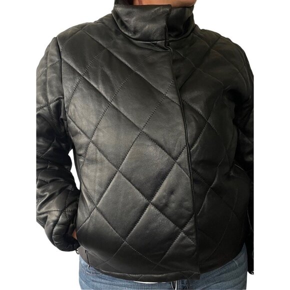 Doma Women's Jacket Coat Puffer Black Full Zip Pockets M
